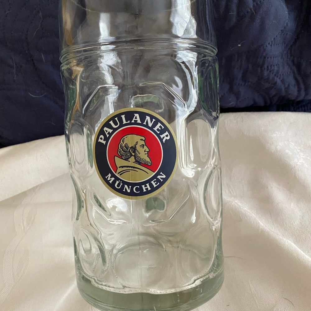 PAULANER MUNCHEN  Large Heavy Glass Beer Mug NWOT